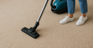 Vacuuming before starting how to clean carpet without a machine process.